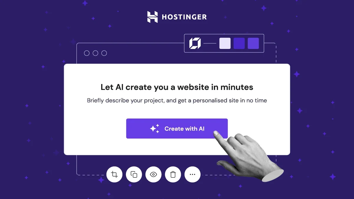 Hostinger AI Website Builder welcome screen asking for a brand name
