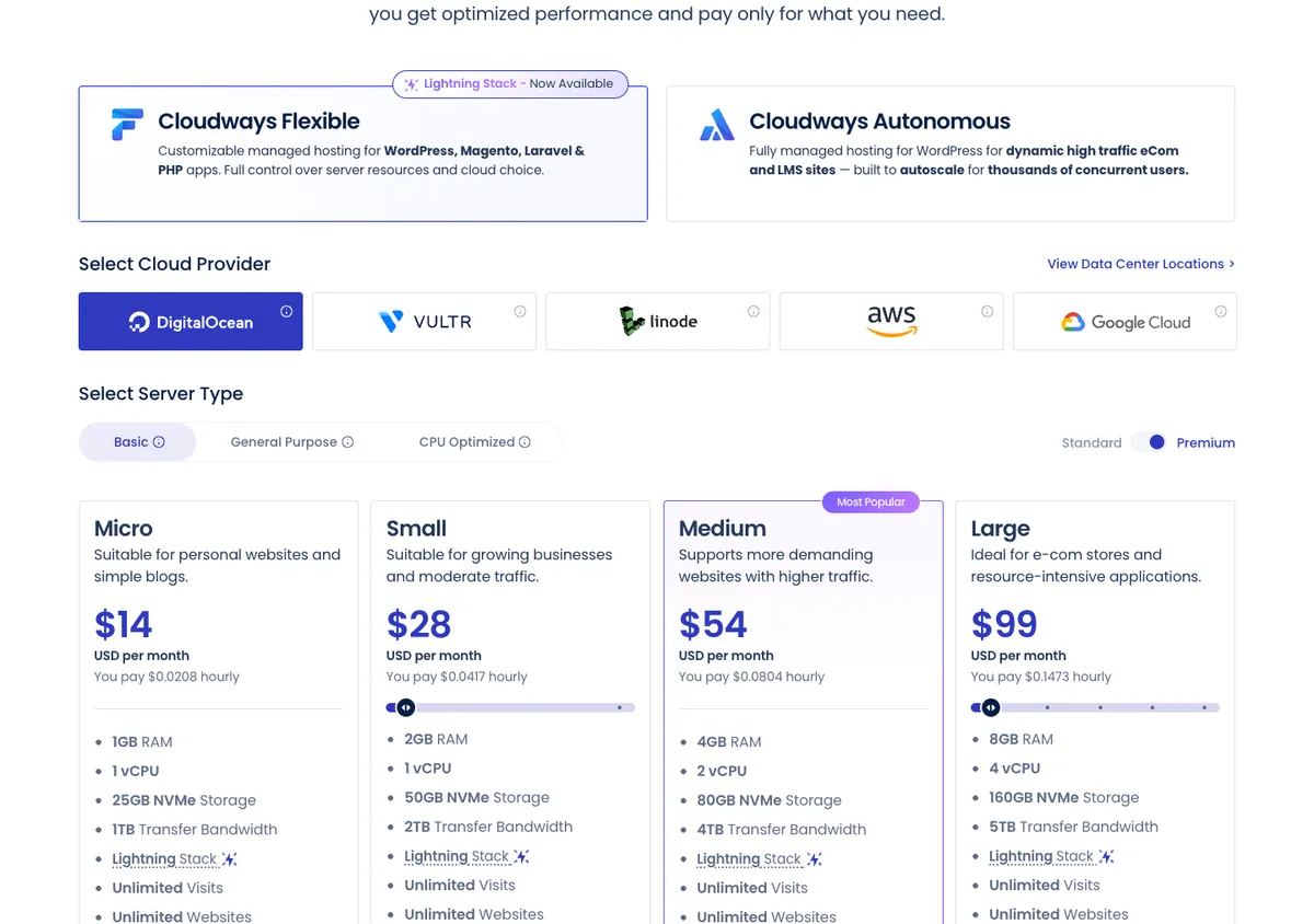 Cloudways official pricing page, 17 Oct 2026
