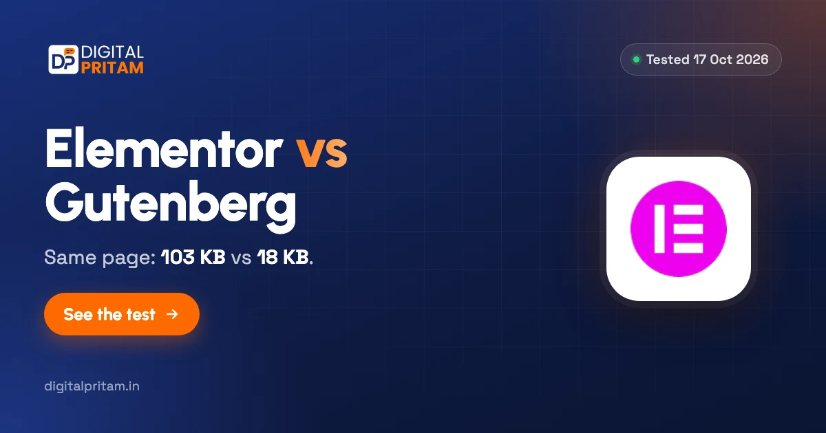 Elementor vs Gutenberg page weight test