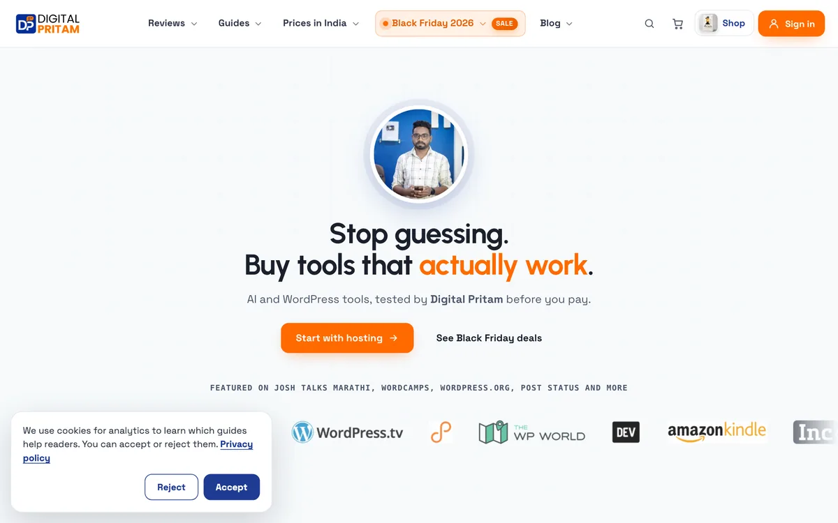 DigitalPritam.in homepage, built by Pritam Sonone