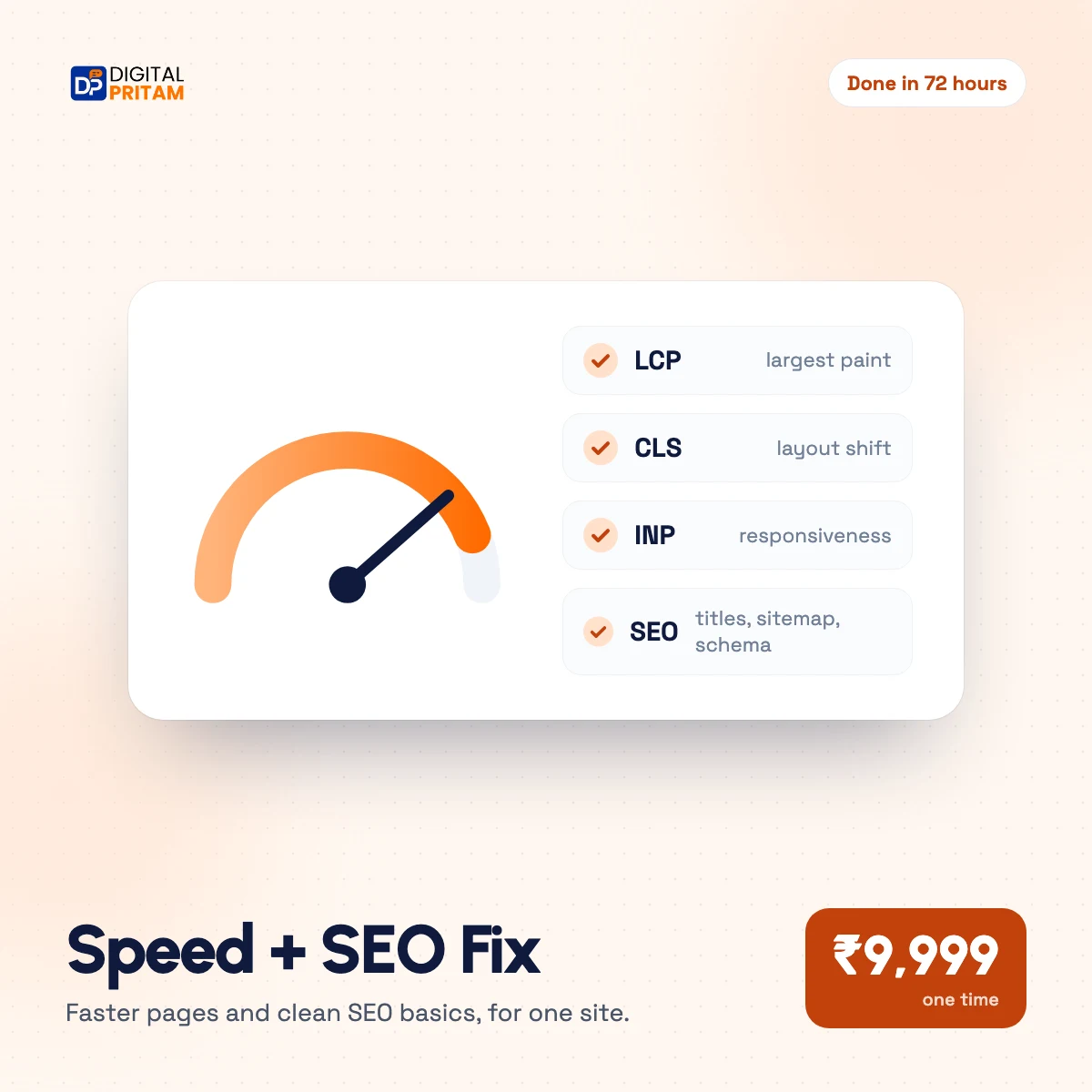 Speed + SEO Fix service by Digital Pritam