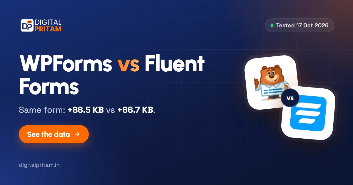 WPForms vs Fluent Forms page weight test